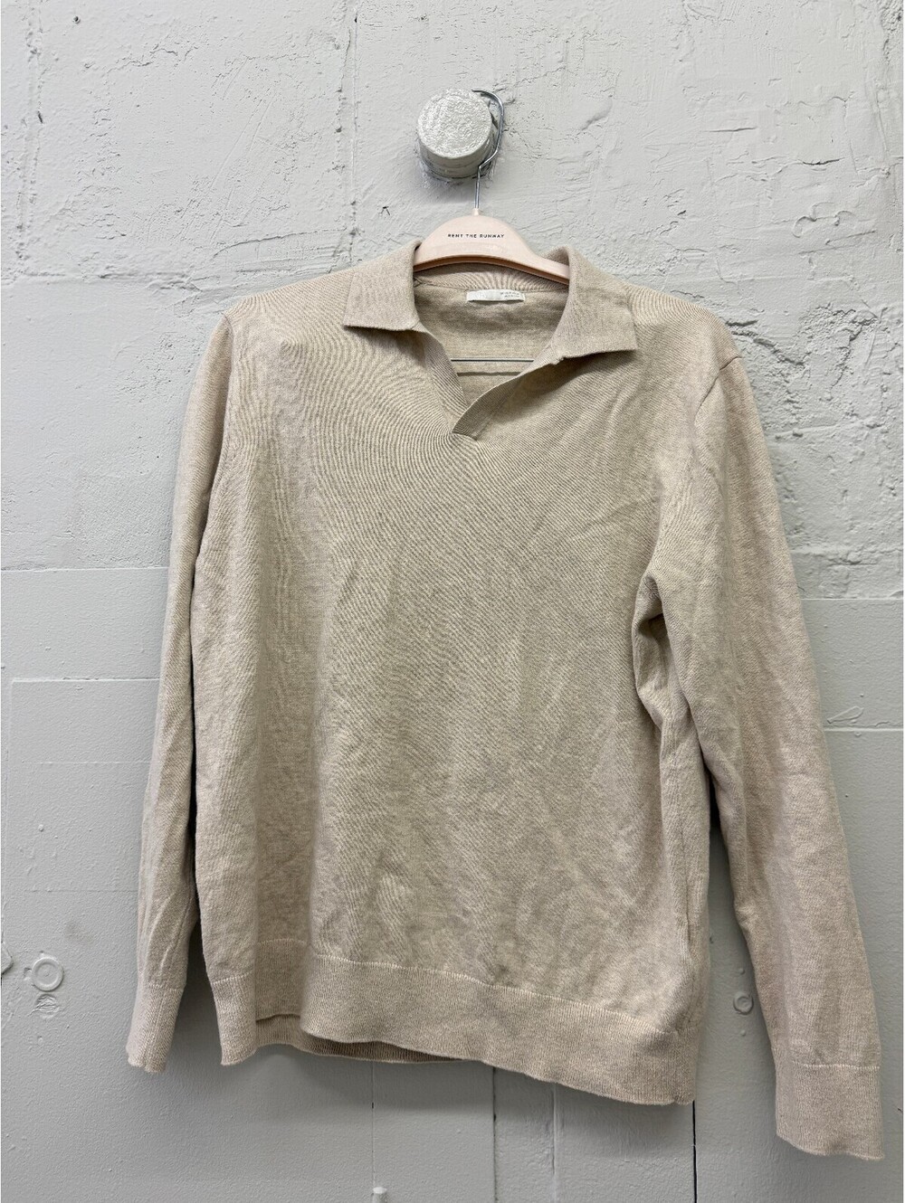 Zara Beige Cashmere Wool blend Pullover collared Sweater